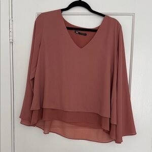 Zara Women's Layered V-Neck Blouse - Rose